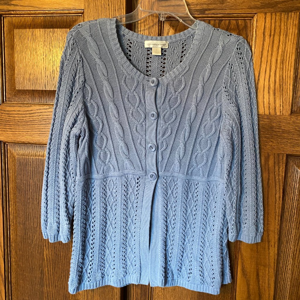 Christopher  Banks Blue Babydoll Cardigan With 34 Sleeve